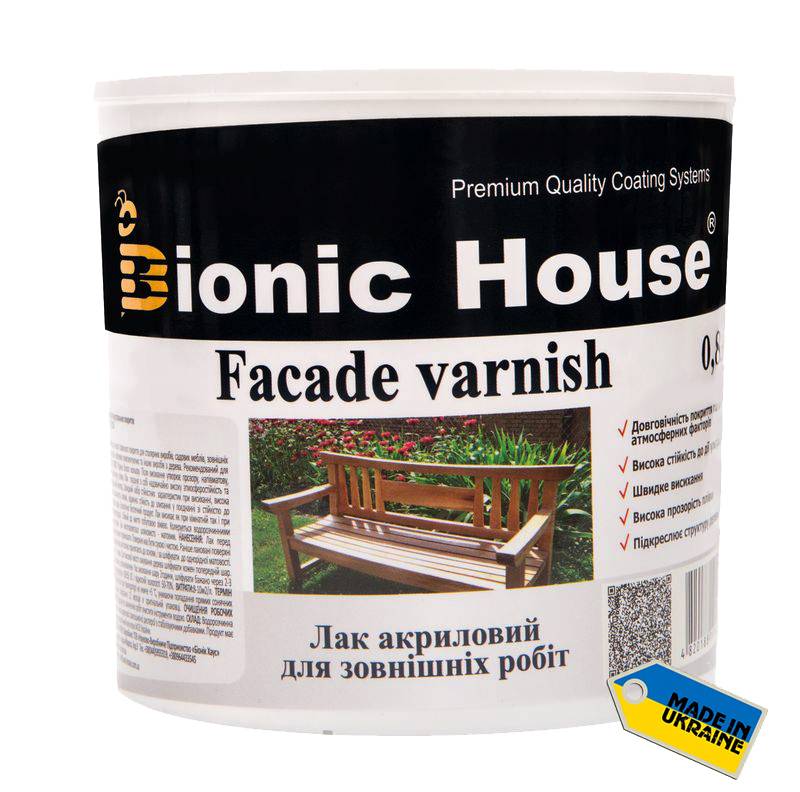 BIONIC HOUSE FACADE VARNISH (БИОНИК ХАУЗ ФАСАД ВАРНИШ) 0.8л